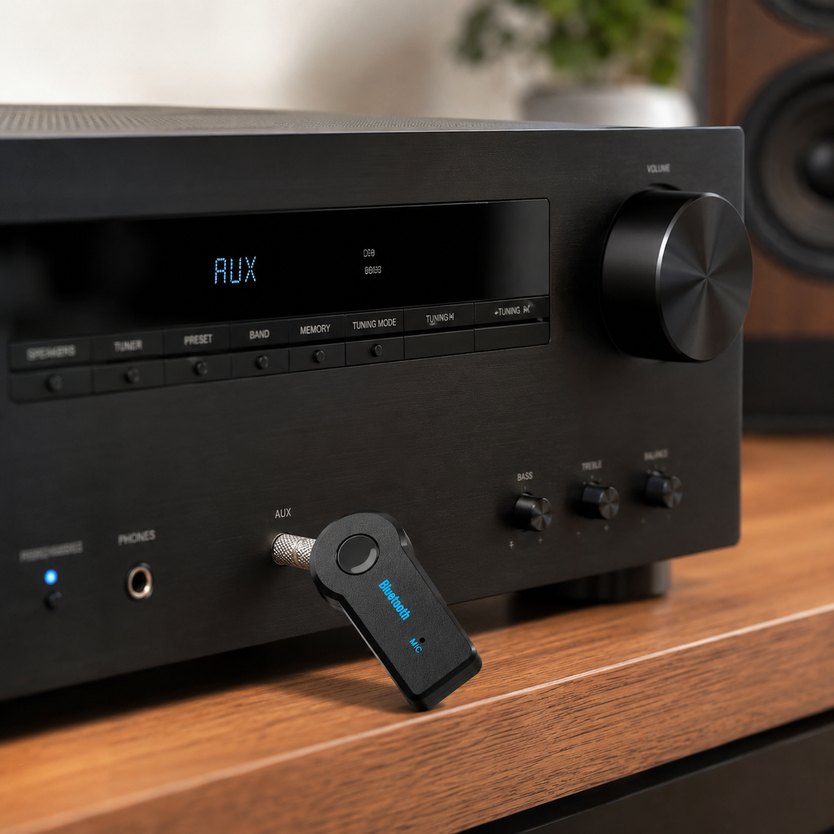 Adaptateur Bluetooth branché sur un ampli AUX